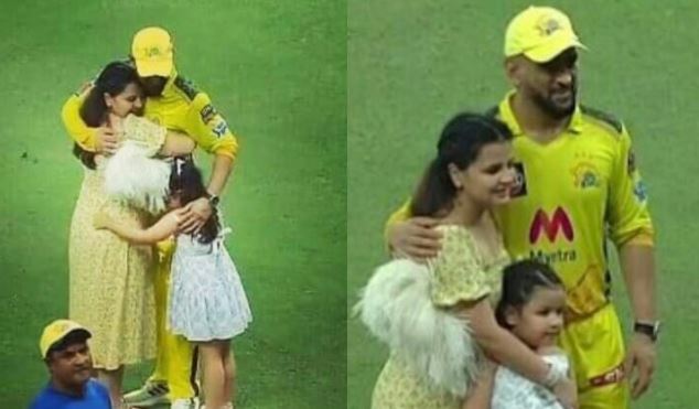 MS Dhoni With Wife Sakshi and Ziva