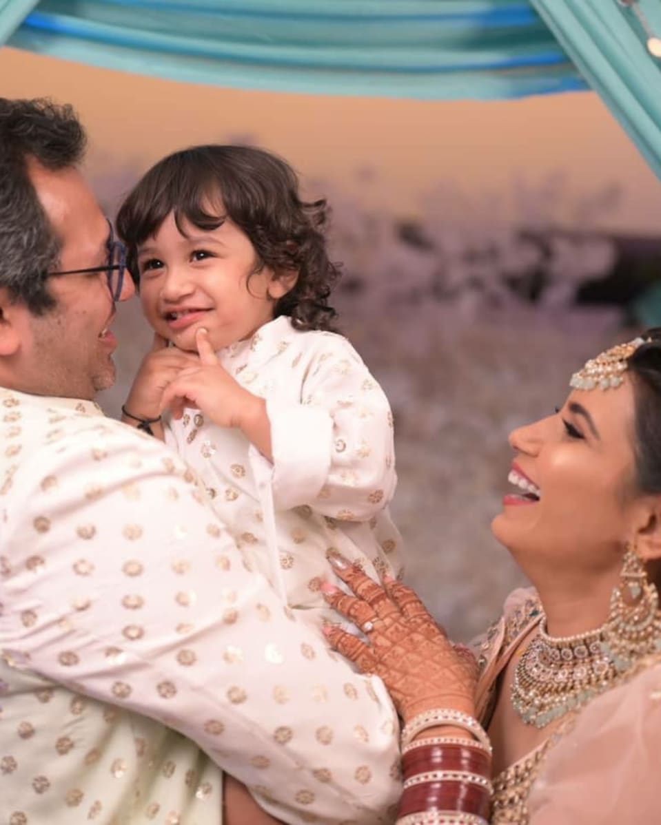 Priya Ahuja With Husband Malav and Son