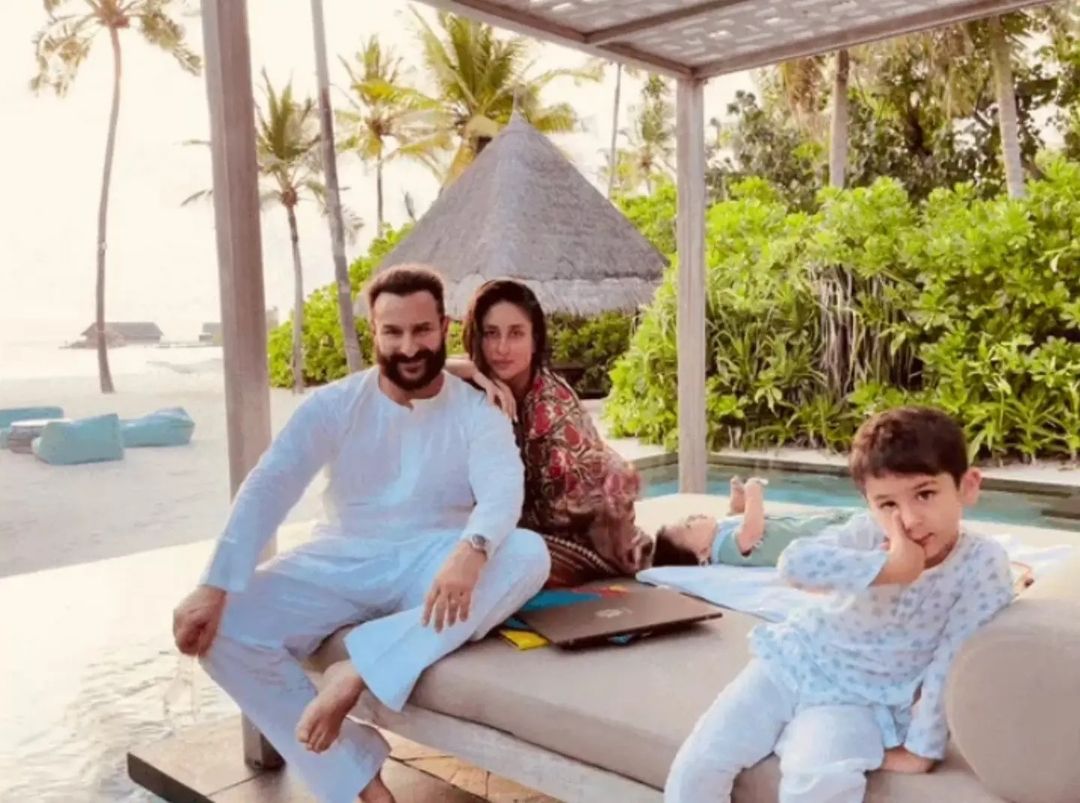 Kareena Kapoor With Her Sons And Hubby