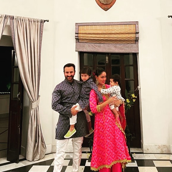 Kareena Kapoor With Her Sons and hubby