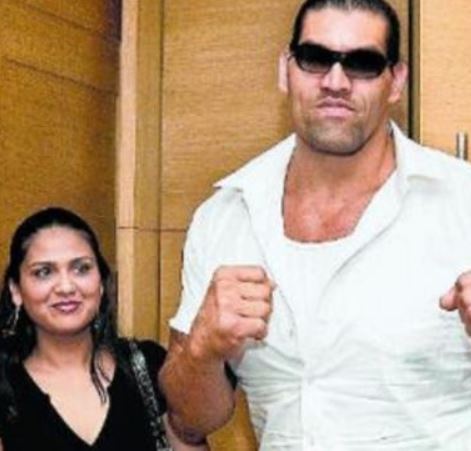 The Great Khali With his Wife Harminder Kaur