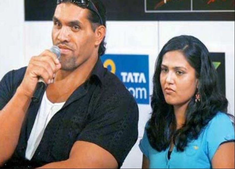 The Great Khali With His Wife Harminder Kaur