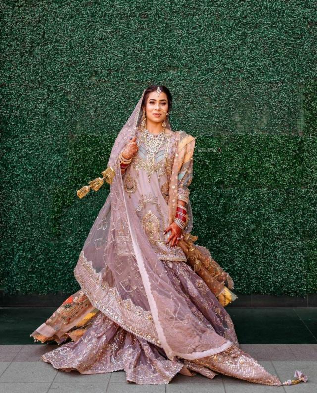 Punjabi Bride In Onion Pink Color Sharara