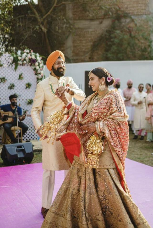 Punjabi Bride In Golden Sharara