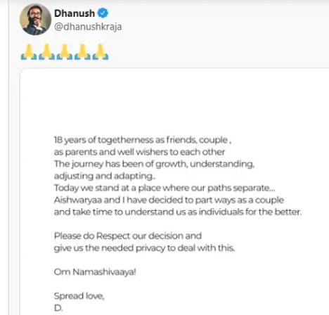 Dhanush On Divorce