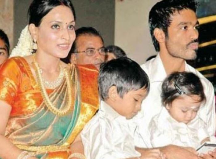 Dhanush with kids and ex wife