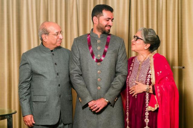 Groom with parents