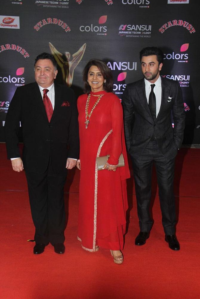 Ranbir Kapoor with her parents