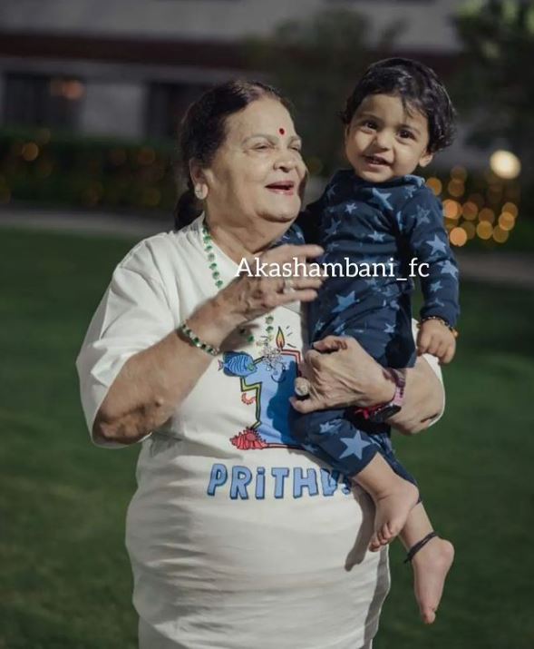 Kokilaben Ambani with great grandson Prithvi 