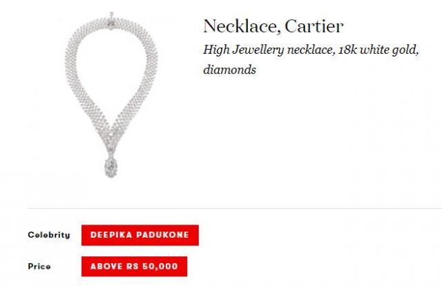 Deepika Padukone Cannes necklace cost