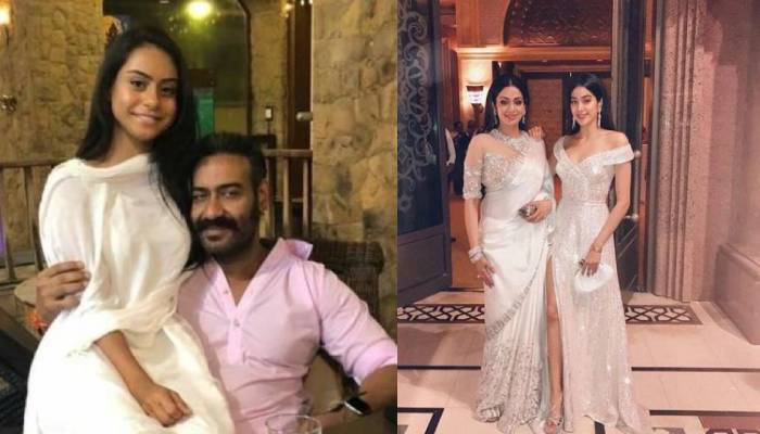 Ajay Devgn with Nysa and Janhvi with Sridevi